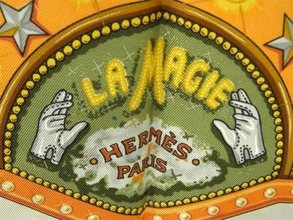 Hermes LA Magie [magic] Carré 90 Silk Scarf Shawl Stole Ivory Tone And