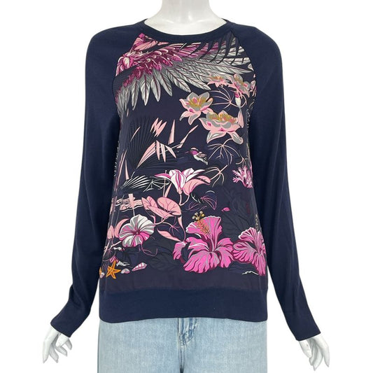 Hermes Top Long Sleeves Flamingo Party Silk Size XL Multicolor