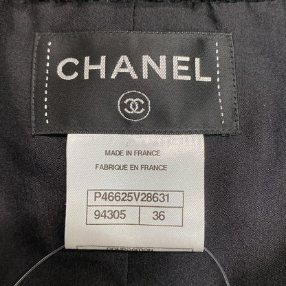 Chanel Coat Size 36 S Womens P46625 Black Tweed / Seventh Sleeve / Autumn /
