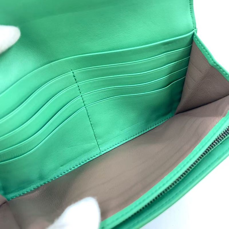 Bottega Veneta Intrecciato Fold Wallet Leather Green Wallet Black