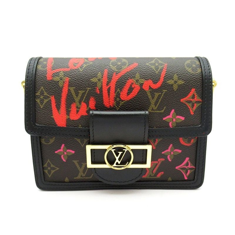 Louis Vuitton Dauphine Mini Fall in Love Monogram Handbag Brown Red