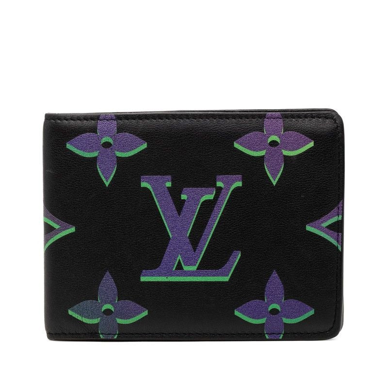 Louis Vuitton Monogram Spotlight Portefeuille Multiple Bifold Wallet Billfold Noir Black Multicolor