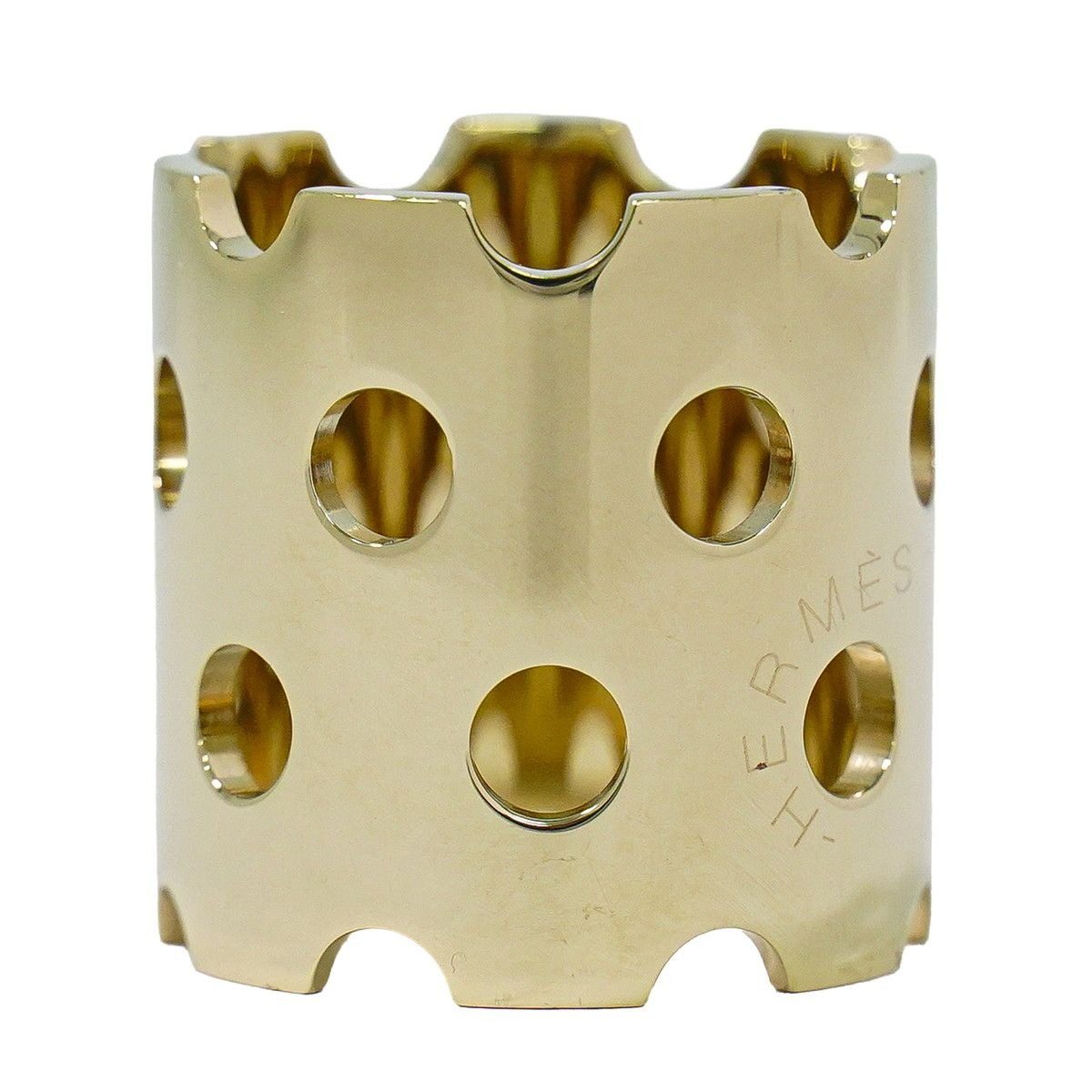 Hermes Scarf Ring Gold Plated Perforated
