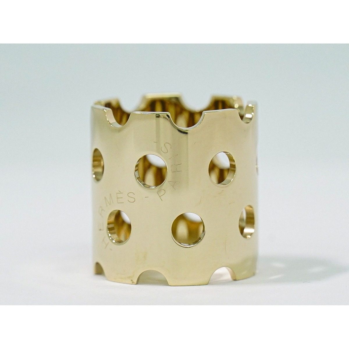 Hermes Scarf Ring Gold Plated Perforated — view 2