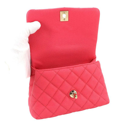 Exhibited Chanel Coco Handle Matelasse 2way Hand Shoulder Bag Caviar Skin Pink