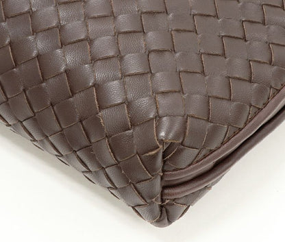 Bottega Veneta Shoulder Bag Intrecciato Nodini Lambskin Dark Brown 245354
