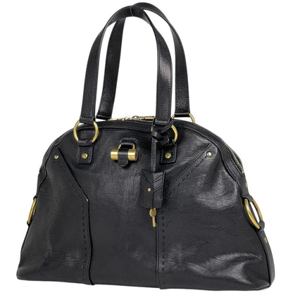 Saint Laurent Yves Muse Handbag Logo Leather Black