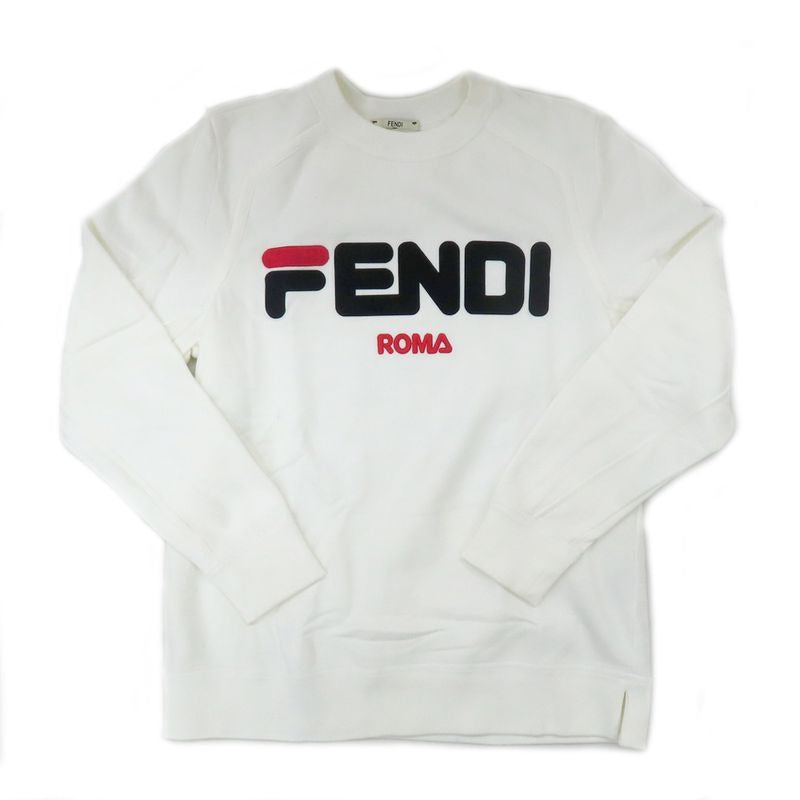 Fendi Fila Trainer Sweat Logo White XS Long Sleeve Cotton Fleece Lined