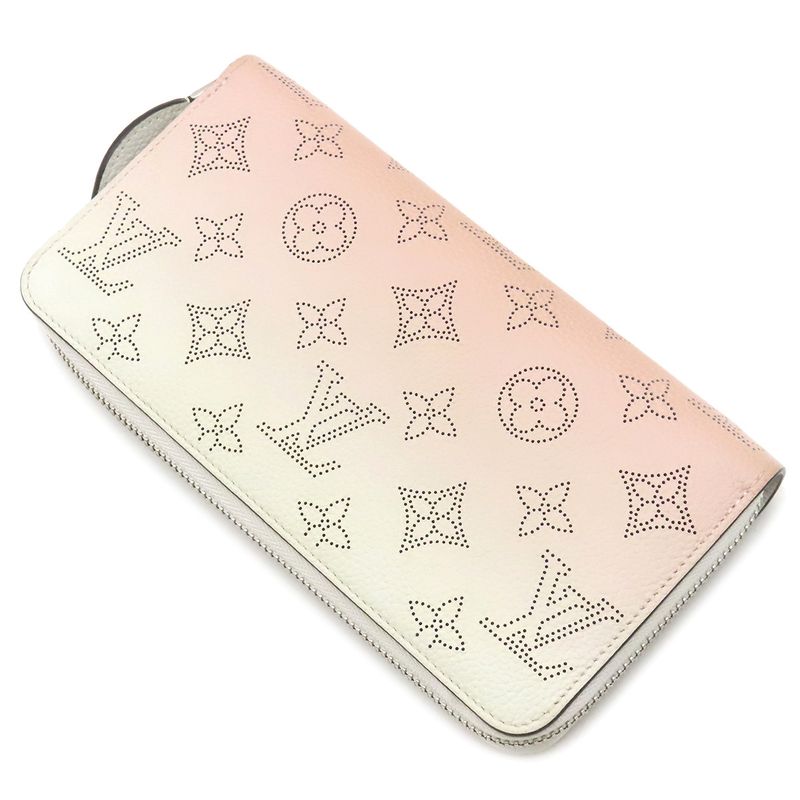 Louis Vuitton Long Wallet Zippy Wallet Monogram Mahina Pink and White Silver