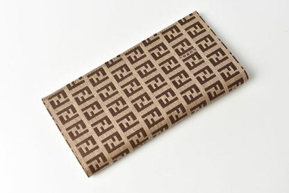 Fendi Wallets For Men Fendi Long Wallet FF Logo Zucca Beige Brown 8m0010 00ny2