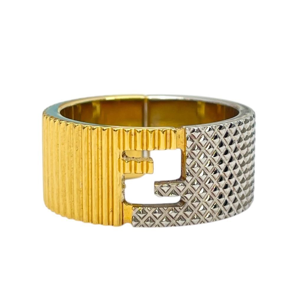 Fendi FF Motif Logo Ring Silver Gold Metal Luxury Sophisticated Presence Mode