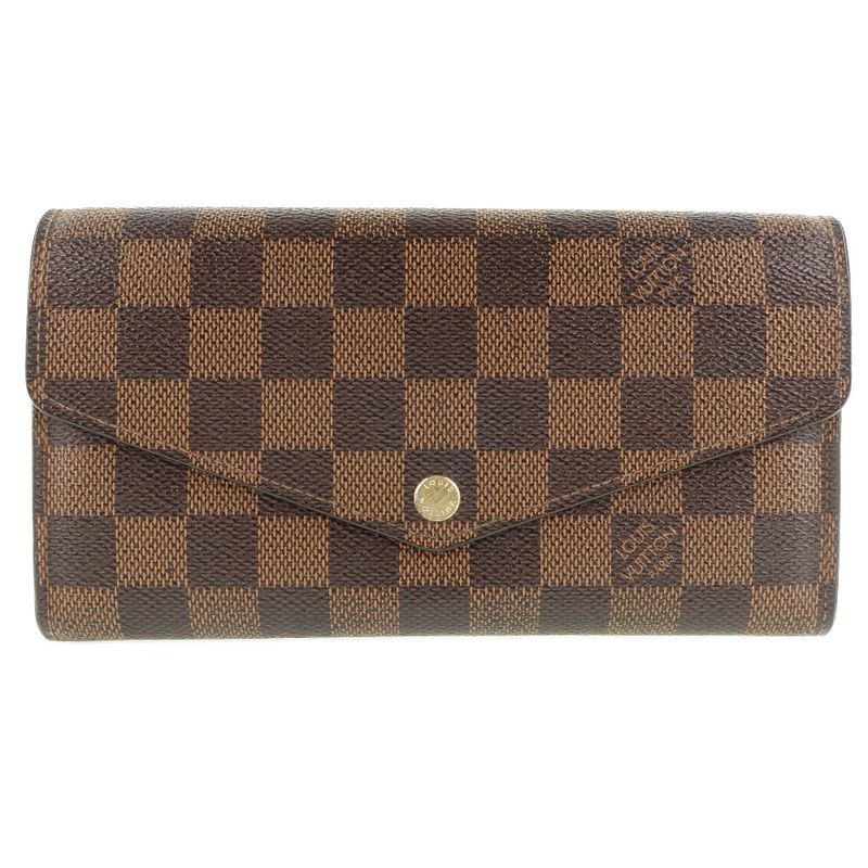 Louis Vuitton Portefeuille Sarah N63209 Damier Canvas Brown Ca0155 Unisex Long