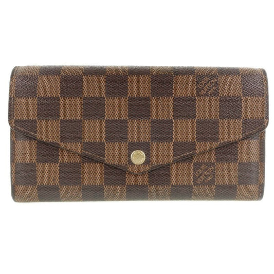 Louis Vuitton Portefeuille Sarah N63209 Damier Canvas Brown Ca0155 Unisex Long