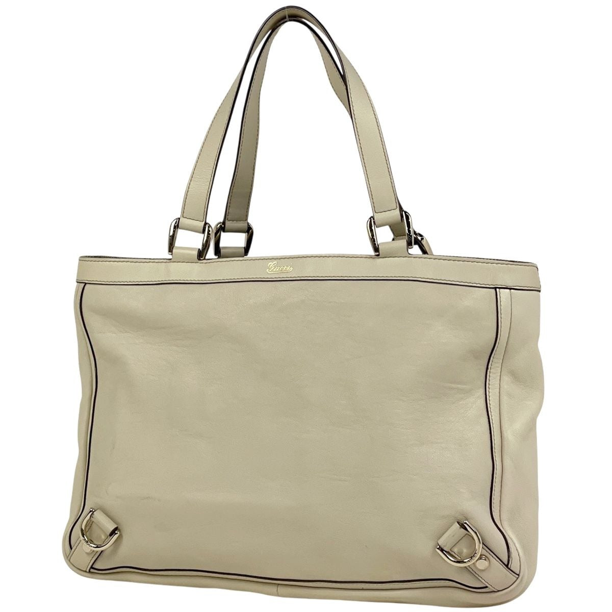 Gucci Logo Tote Abbey Signature Leather White