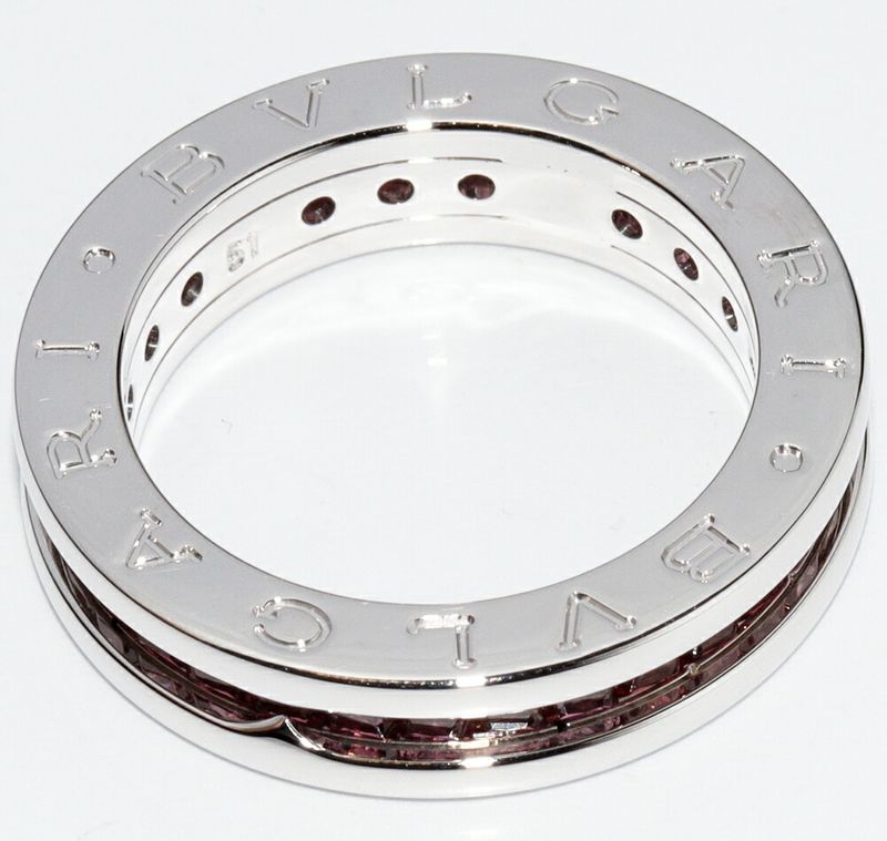 Bulgari Ring 18K White Gold Rhodolite Garnet Bzero1 Ring XS An852563