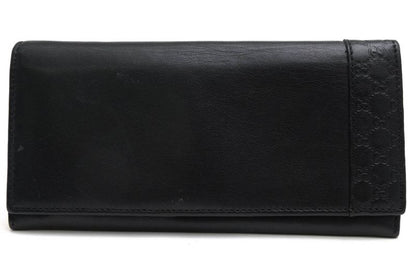 Gucci Long Wallet Women Leather Genuine Black 256434 Mistral Ggshape Pressed