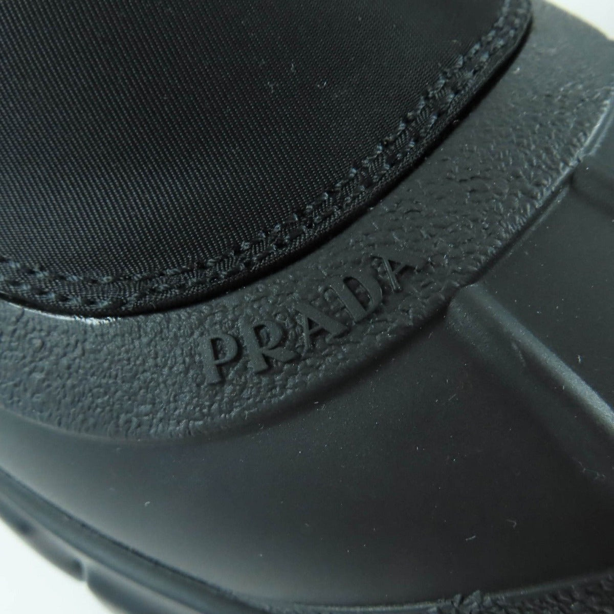 Prada Monolith Re-Nylon Triangle Logo Gabardine Boots Short Black — view 11