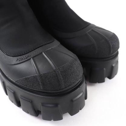 Prada Monolith Re-Nylon Triangle Logo Gabardine Boots Short Black — view 8