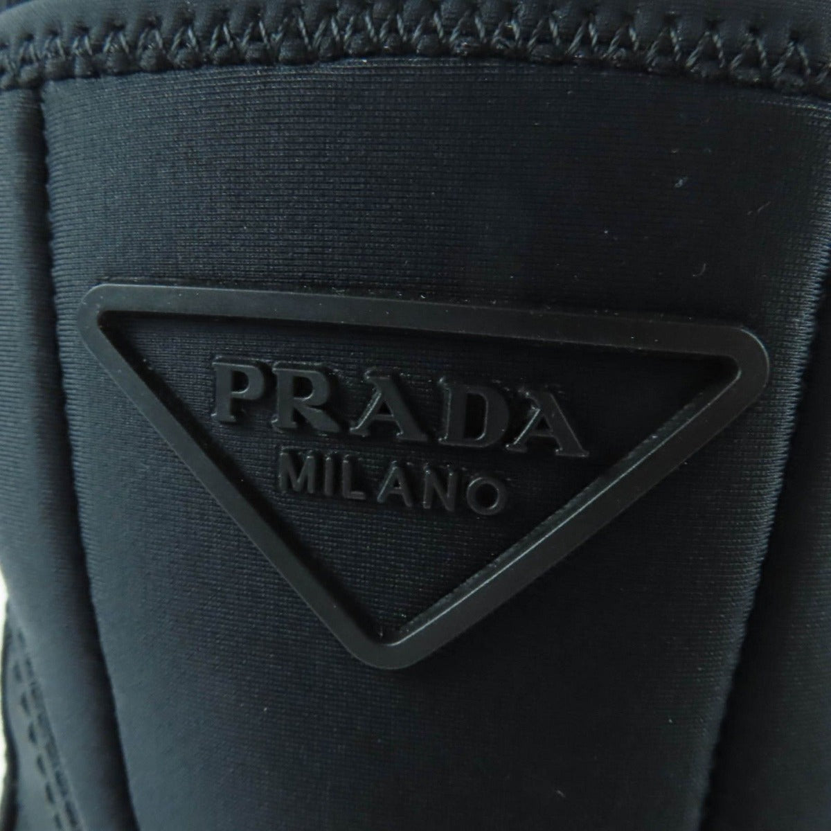Prada Monolith Re-Nylon Triangle Logo Gabardine Boots Short Black — view 10