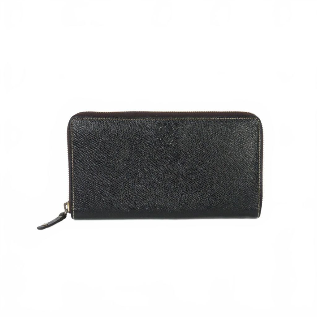 Loewe Anagram Leather Zip Around Wallet Black