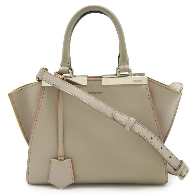Fendi Petit Trois Jour Handbag Mini Bag 2-Way Shoulder Leather Sand Beige