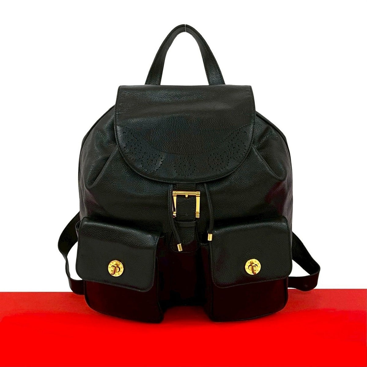 Tiffany & Co. Logo Perforated Leather Backpack