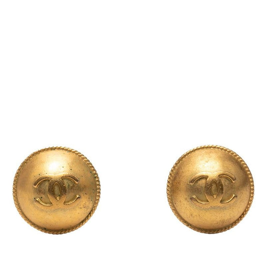 Chanel Vintage CC Logo Gold Plated Earrings