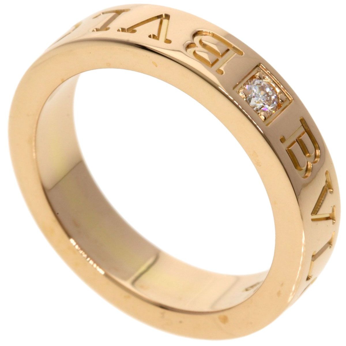 Bvlgari Double Logo Diamond Ring 18K Pink Gold