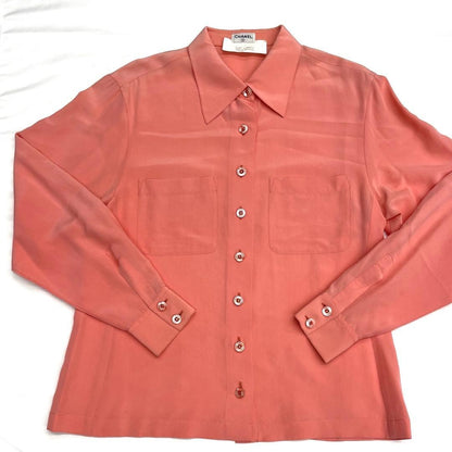 Chanel Long Sleeve Top Blouse Shirt Pink