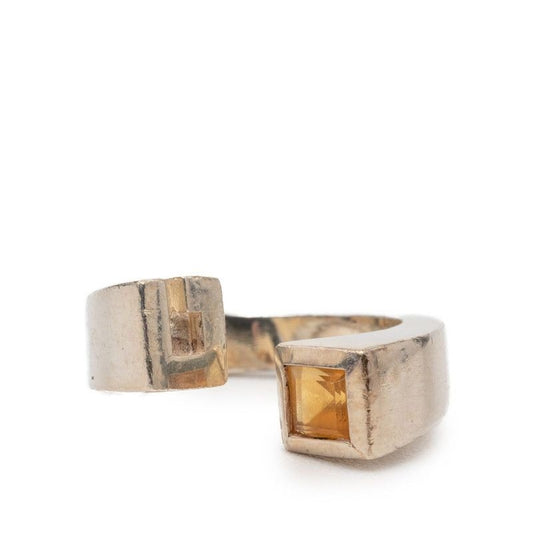 Gucci Spiral Ring Silver Yellow Stone