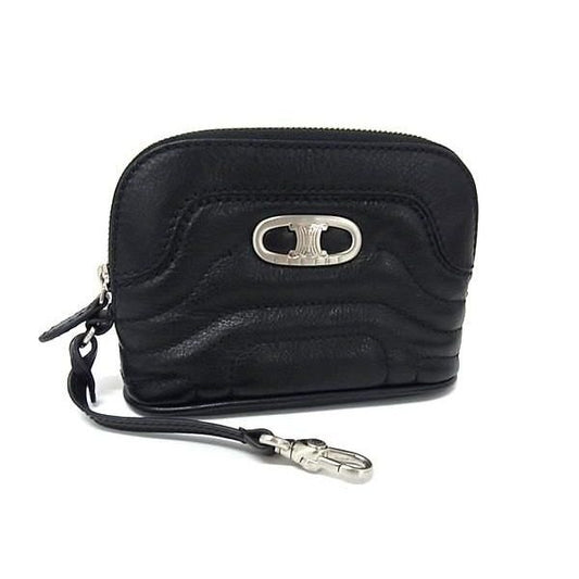 Celine Triomphe Leather Multi Pouch Case Makeup Black