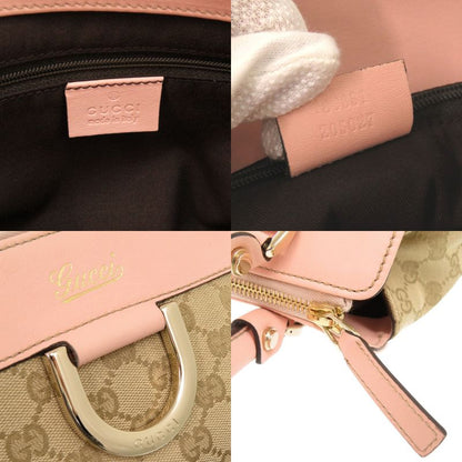 Gucci Abby GG Canvas Leather 189831 Beige Pink Handbag Tote Bag 0974 Gucci