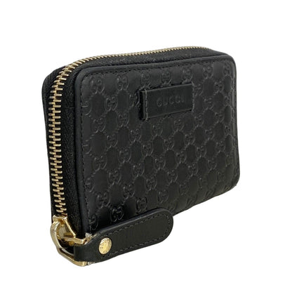 Gucci Coin Case Micro Guccissima Leather Black Champagne Gold — view 2