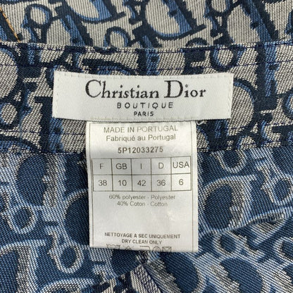 Christian DIOR | Total Pattern Oblique Jacquard Logo Button Back Slit Skirt |