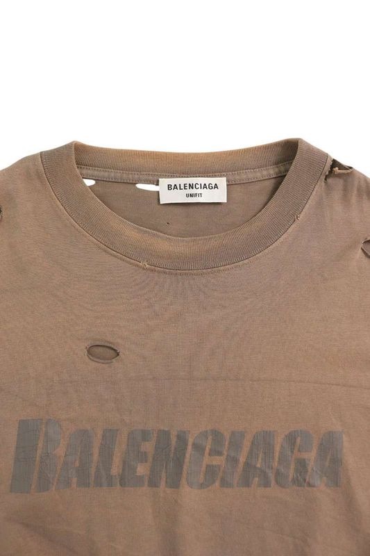 Balenciaga 651795 Tkvb8 Destroyed Logo Print T-shirt Men's XXS