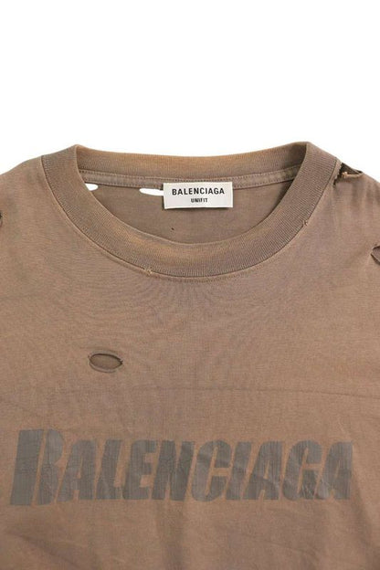 Balenciaga 651795 Tkvb8 Destroyed Logo Print T-shirt Men's XXS