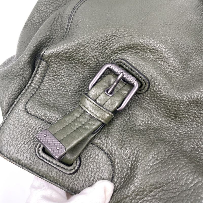 Bottega Veneta Tote Leather Khaki Green Handbag Black