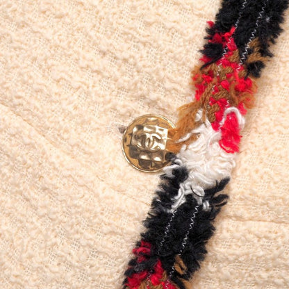 Chanel Jacket Size 38 Coco Mark CC Logo Buttons Blade Trim Wool Made In France