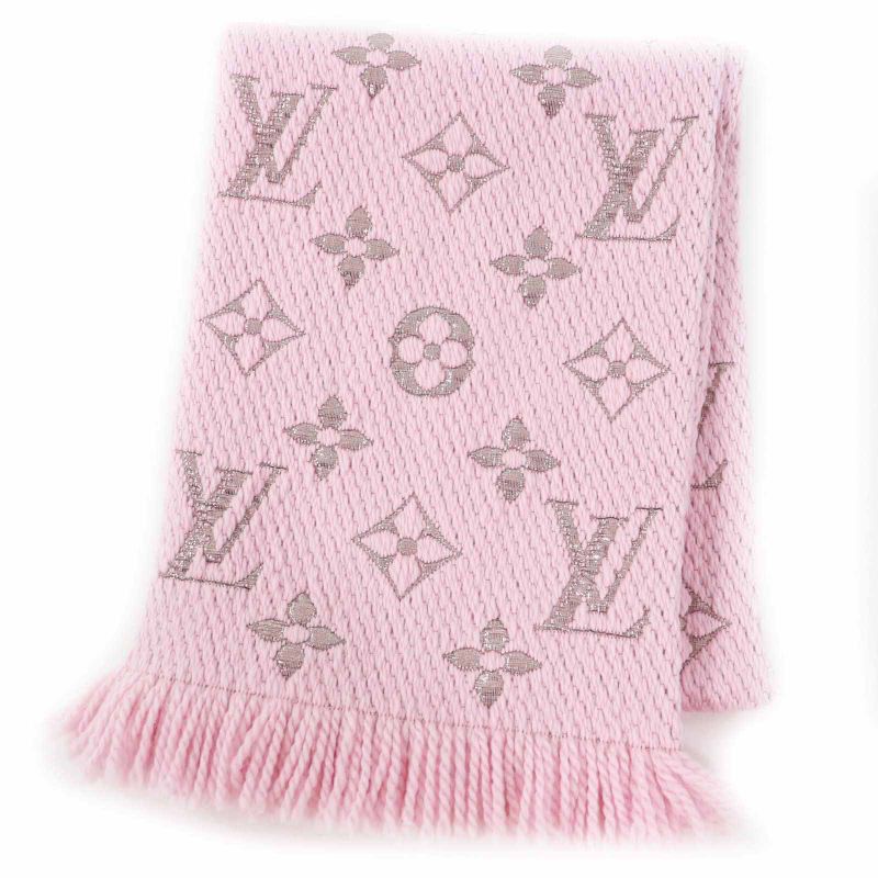 Louis Vuitton M70466 Echarpe Logomania Shine Wool Silk Rose Ballerine Fringed