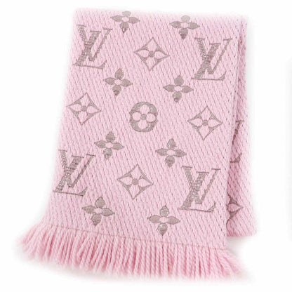 Louis Vuitton M70466 Echarpe Logomania Shine Wool Silk Rose Ballerine Fringed