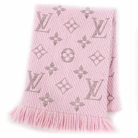 Louis Vuitton M70466 Echarpe Logomania Shine Wool Silk Rose Ballerine Fringed