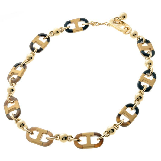 Hermes Sur Mer Necklace Metal Buffalo Horn Gold Chaine D'ancre GP