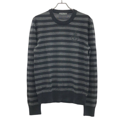 Dolce & Gabbana Embroidery Border Knit Sweater Black Gray 48