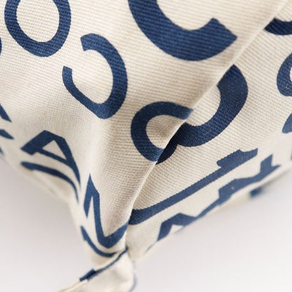 Chanel Beach Bag Vichy Line Logo Cotton White Women's Shoulder Bag