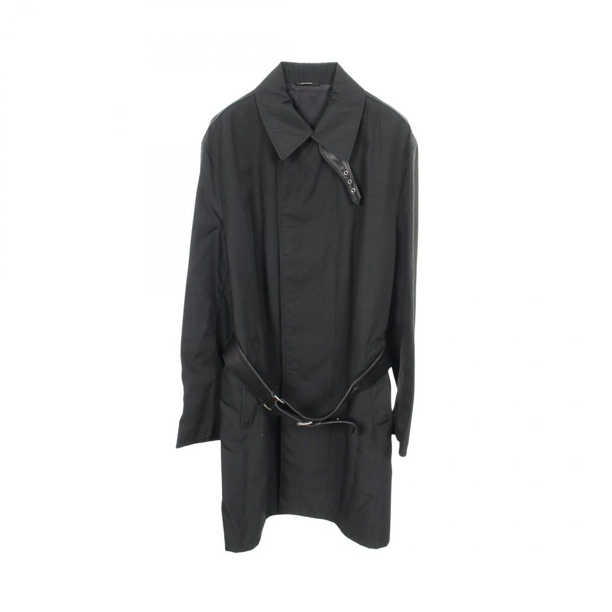 Hermes Collarless Coat Glen Check Nylon