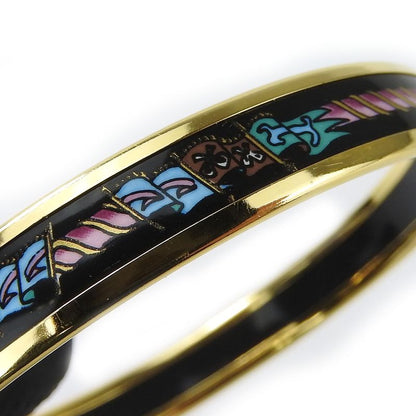 Hermes Bracelet Emile PM Metal Cloisonne Multicolor Black Gold Hardware