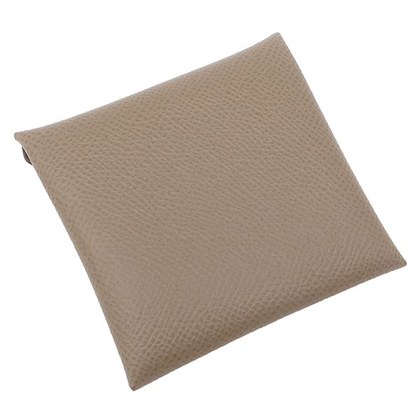 Hermes Coin Case Bastia Vaux Epson Etoupe Silver Hardware Unused Glazed Stamped