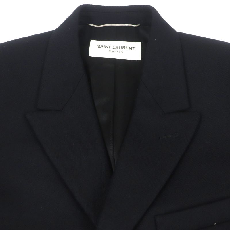  Saint Laurent Paris 579819 Wool Cashmere Single Chester Coat Black 48 Hanger