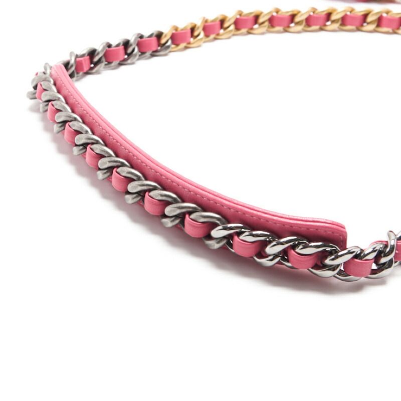 Chanel 19 Matelasse 2way Chain Shoulder Lambskin Pink With Gold And Silver