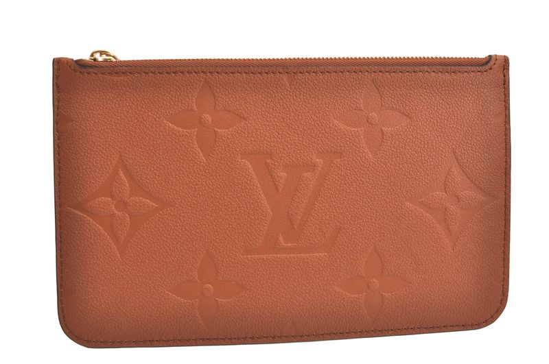 Louis Vuitton Monogram Empreinte Neverfull Pouch Wallet Brown LV 3391n